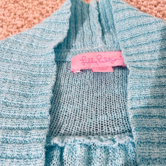 Lilly Pulitzer Aqua Blue Isle Cardigan XS sweater surf blue light open front - Picture 9 of 11